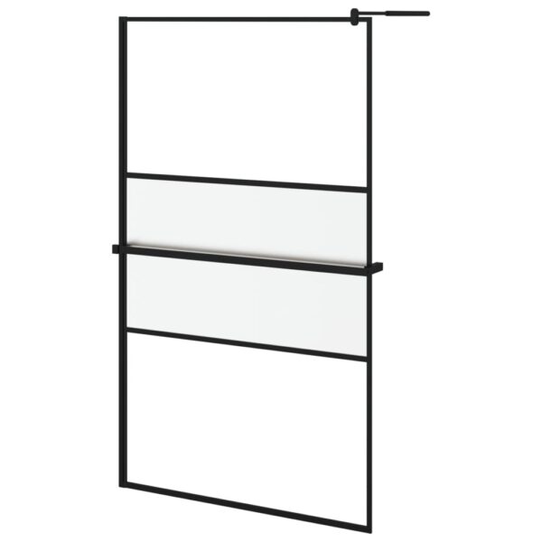 vidaXL Walk-in Shower Wall with Shelf Black 45.3"x76.8" ESG Glass&Aluminum - Image 2