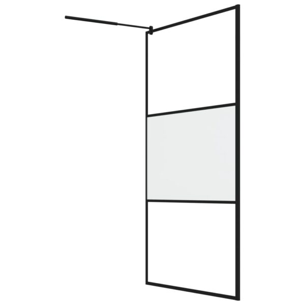 vidaXL Walk-in Shower Wall with Shelf Black 45.3"x76.8" ESG Glass&Aluminum - Image 5