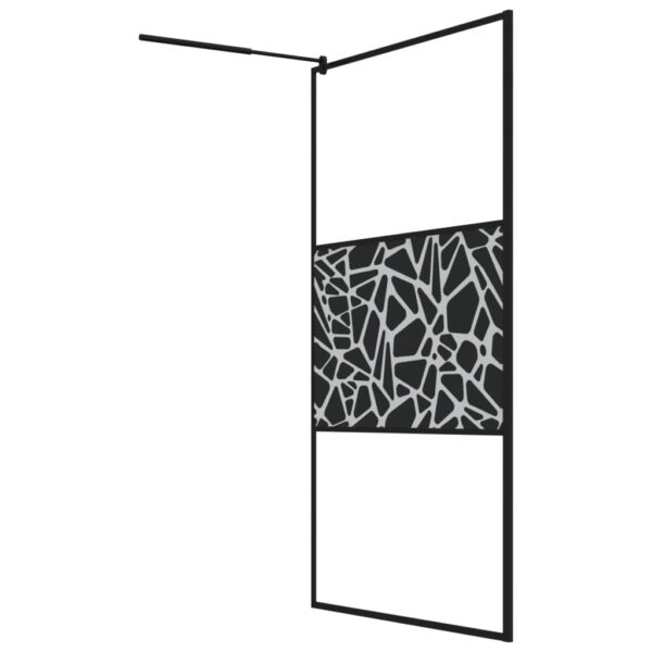 vidaXL Walk-in Shower Wall with Shelf Black 45.3"x76.8" ESG Glass&Aluminum - Image 5