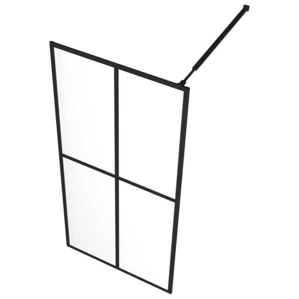 vidaXL Walk-in Shower Wall with Shelf Black 46.5"x74.8" ESG Glass&Aluminum - Image 5