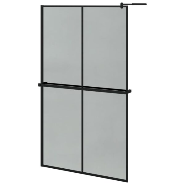 vidaXL Walk-in Shower Wall with Shelf Black 46.5"x74.8" ESG Glass&Aluminum - Image 2