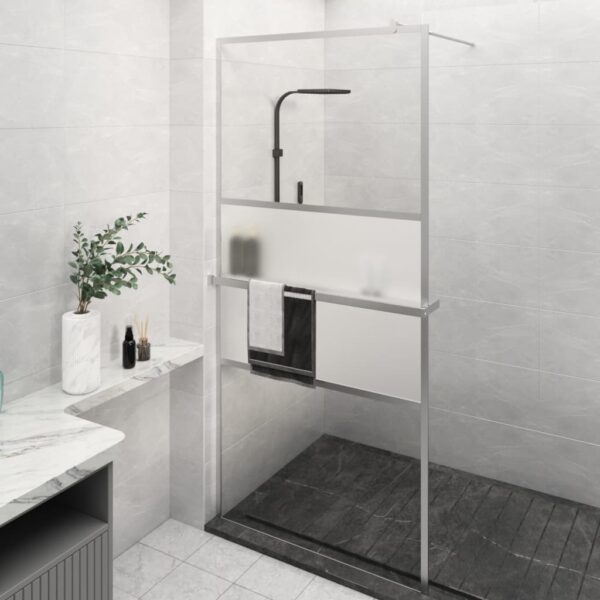 vidaXL Walk-in Shower Wall with Shelf Chrome 31.5"x76.8" ESG Glass&Aluminum