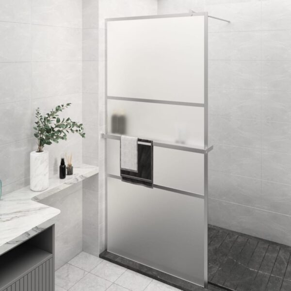 vidaXL Walk-in Shower Wall with Shelf Chrome 31.5"x76.8" ESG Glass&Aluminum