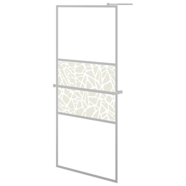 vidaXL Walk-in Shower Wall with Shelf Chrome 31.5"x76.8" ESG Glass&Aluminum - Image 2