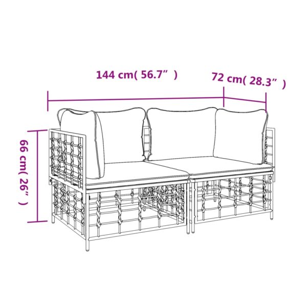 vidaXL Sectional Corner Sofas with Cushions 2 pcs Poly Rattan - Image 7