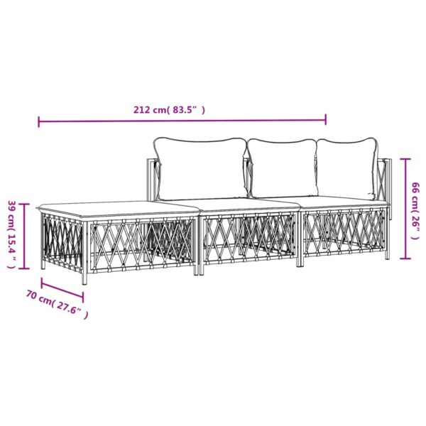 vidaXL 3 Piece Patio Lounge Set with Cushions Anthracite Steel - Image 9