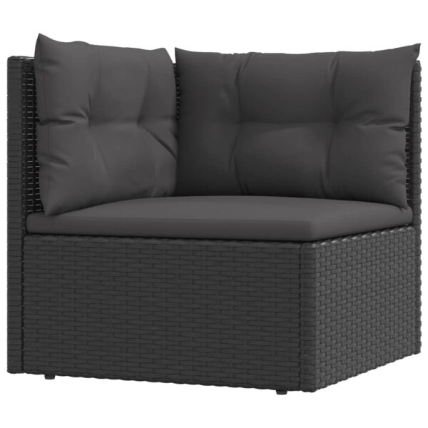 vidaXL 7 Piece Patio Lounge Set with Cushions Black Poly Rattan - Image 5