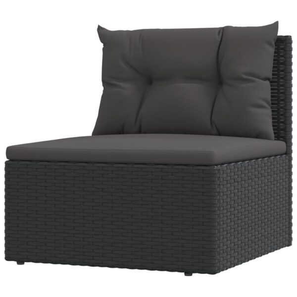 vidaXL 7 Piece Patio Lounge Set with Cushions Black Poly Rattan - Image 7