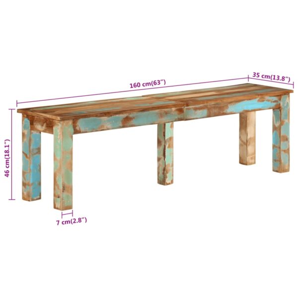 vidaXL Bench 63"x13.8"x18.1" Solid Reclaimed Wood - Image 8