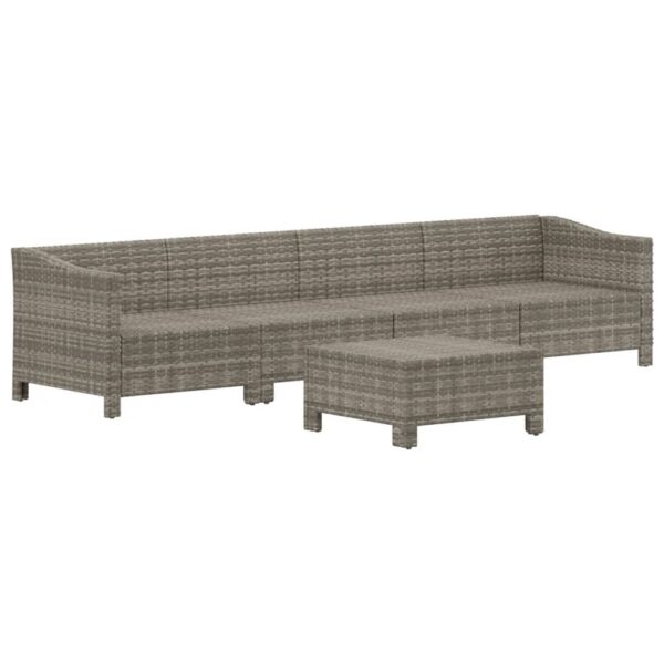 vidaXL 5 Piece Patio Lounge Set with Cushions Gray Poly Rattan - Image 4