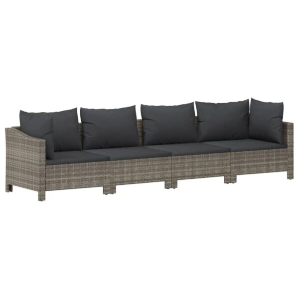 vidaXL 5 Piece Patio Lounge Set with Cushions Gray Poly Rattan - Image 5