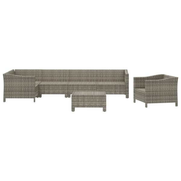 vidaXL 7 Piece Patio Lounge Set with Cushions Gray Poly Rattan - Image 4