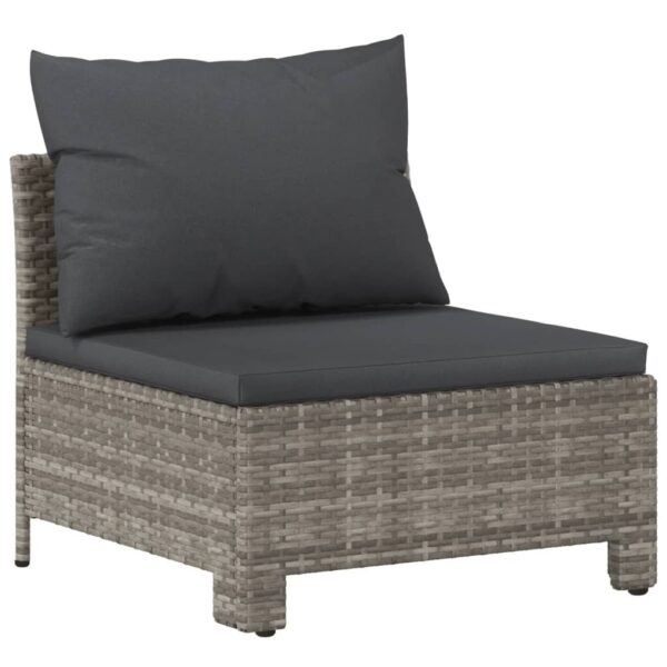 vidaXL 7 Piece Patio Lounge Set with Cushions Gray Poly Rattan - Image 7