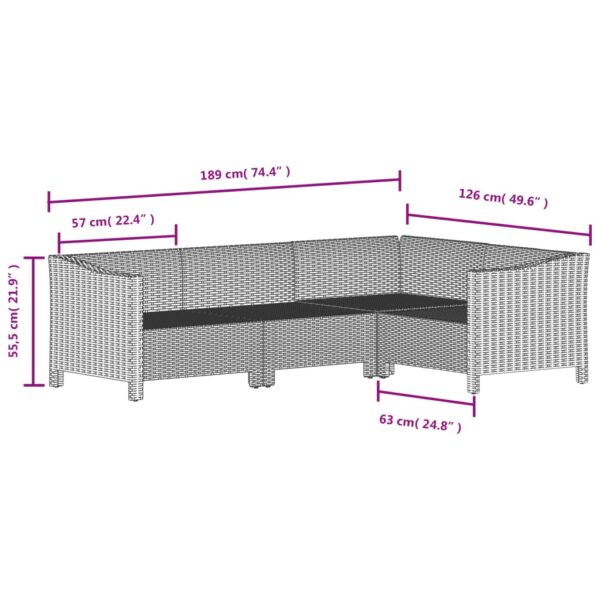 vidaXL 7 Piece Patio Lounge Set with Cushions Gray Poly Rattan - Image 9