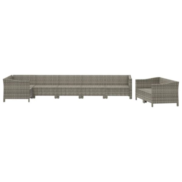 vidaXL 8 Piece Patio Lounge Set with Cushions Gray Poly Rattan - Image 4