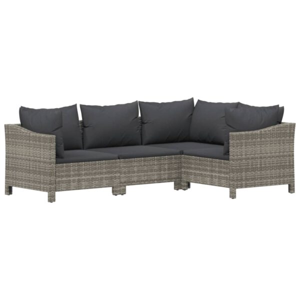 vidaXL 8 Piece Patio Lounge Set with Cushions Gray Poly Rattan - Image 5