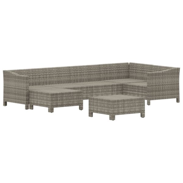 vidaXL 7 Piece Patio Lounge Set with Cushions Gray Poly Rattan - Image 4