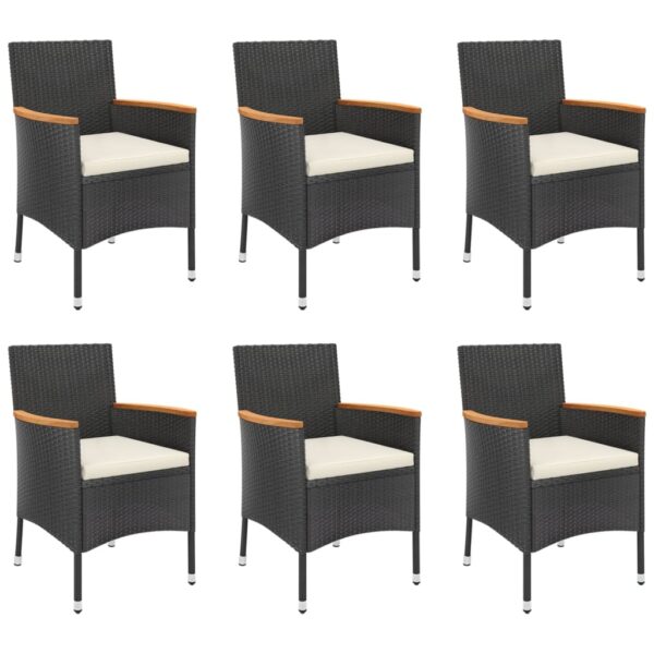 vidaXL 7 Piece Patio Dining Set with Cushions Black Poly Rattan - Image 4