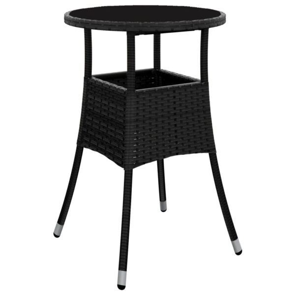 vidaXL 3 Piece Patio Bistro Set with Cushions Black Poly Rattan - Image 5