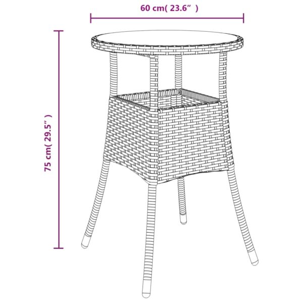 vidaXL 3 Piece Patio Bistro Set with Cushions Gray Poly Rattan - Image 8