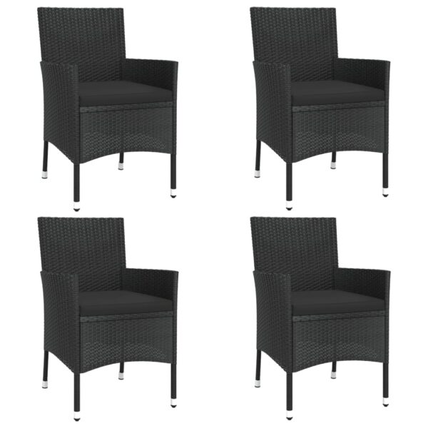 vidaXL 5 Piece Patio Bistro Set with Cushions Black Poly Rattan - Image 3