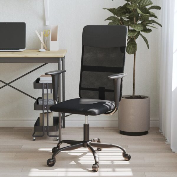 vidaXL Office Chair Black Mesh Fabric and Faux Leather