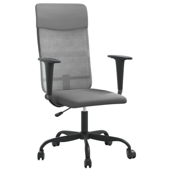 vidaXL Office Chair Gray Mesh Fabric and Faux Leather - Image 2