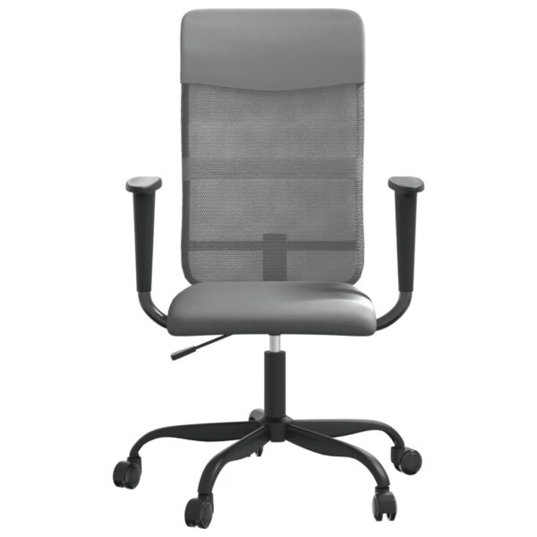 vidaXL Office Chair Gray Mesh Fabric and Faux Leather - Image 3