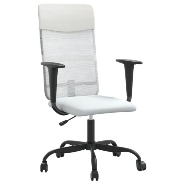 vidaXL Office Chair White Mesh Fabric and Faux Leather - Image 2