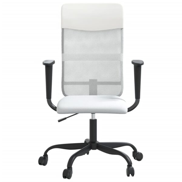 vidaXL Office Chair White Mesh Fabric and Faux Leather - Image 3