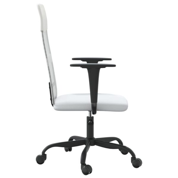 vidaXL Office Chair White Mesh Fabric and Faux Leather - Image 4