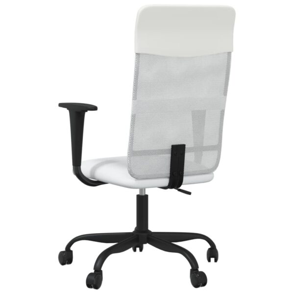 vidaXL Office Chair White Mesh Fabric and Faux Leather - Image 5