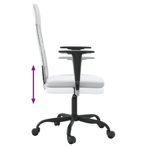 vidaXL Office Chair White Mesh Fabric and Faux Leather - Image 6