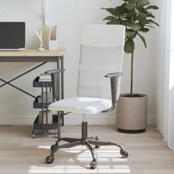 vidaXL Office Chair White Mesh Fabric and Faux Leather