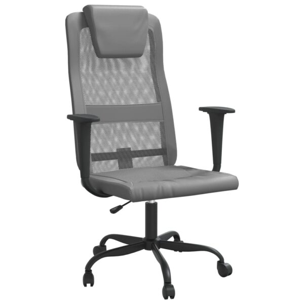 vidaXL Office Chair Gray Mesh Fabric and Faux Leather - Image 2