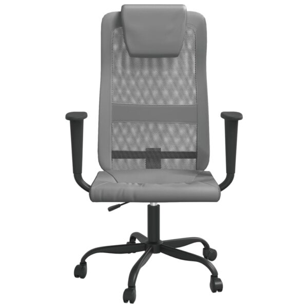 vidaXL Office Chair Gray Mesh Fabric and Faux Leather - Image 3