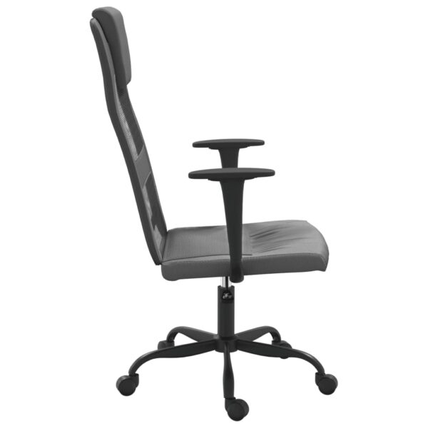 vidaXL Office Chair Gray Mesh Fabric and Faux Leather - Image 4