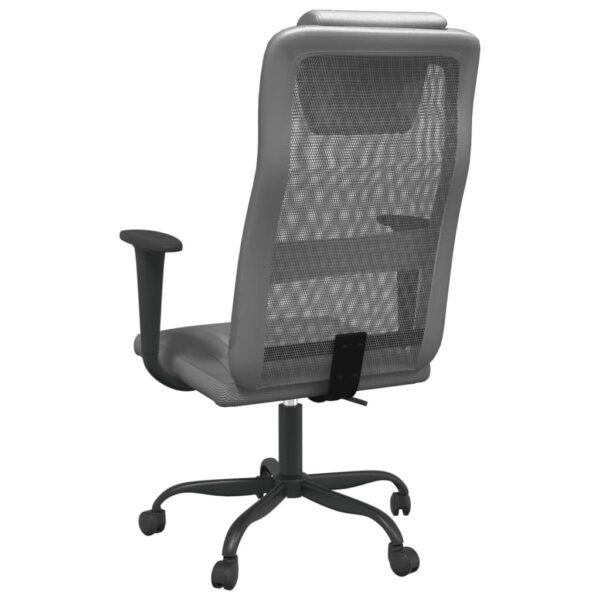 vidaXL Office Chair Gray Mesh Fabric and Faux Leather - Image 5