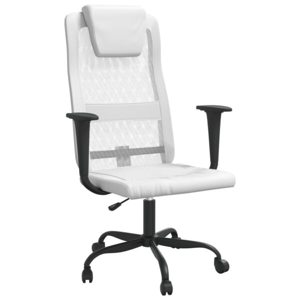 vidaXL Office Chair White Mesh Fabric and Faux Leather - Image 2