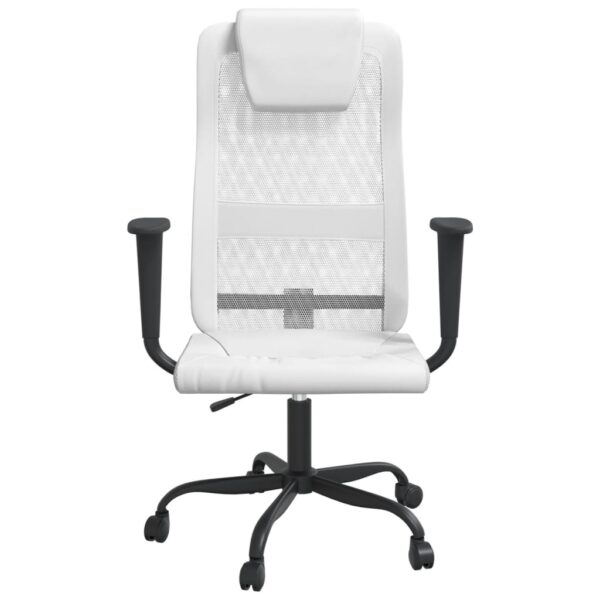 vidaXL Office Chair White Mesh Fabric and Faux Leather - Image 3