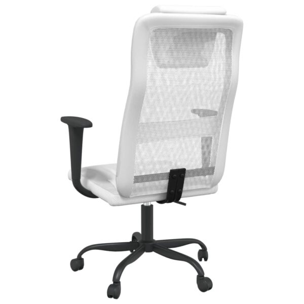 vidaXL Office Chair White Mesh Fabric and Faux Leather - Image 5