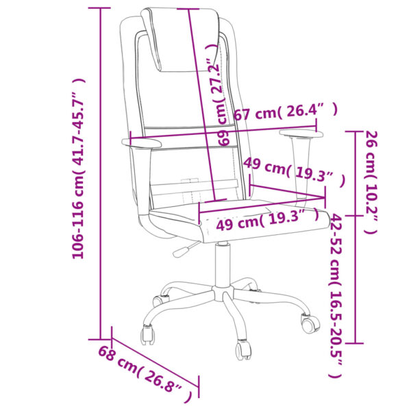 vidaXL Office Chair White Mesh Fabric and Faux Leather - Image 9