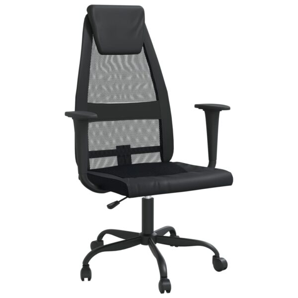 vidaXL Office Chair Black Mesh Fabric and Faux Leather - Image 2