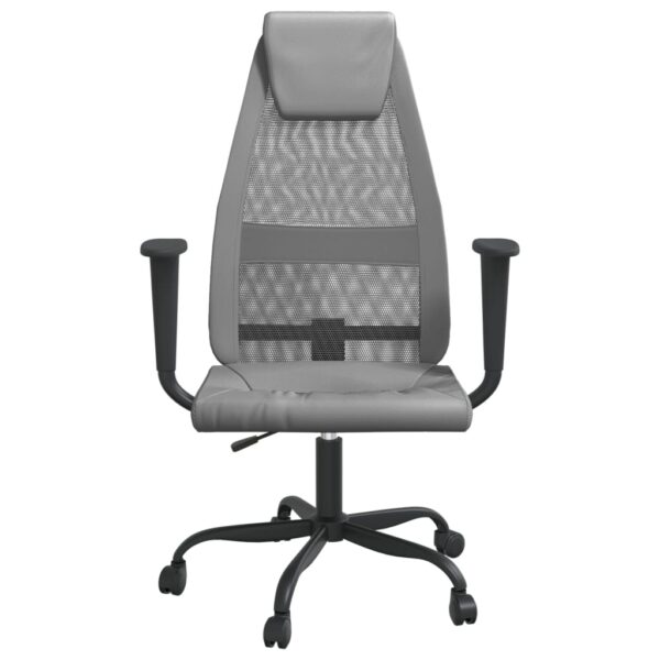 vidaXL Office Chair Gray Mesh Fabric and Faux Leather - Image 3