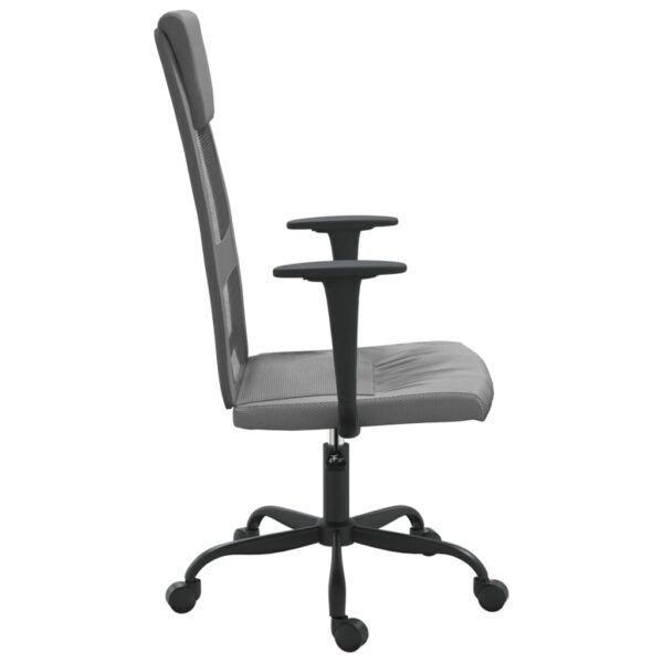 vidaXL Office Chair Gray Mesh Fabric and Faux Leather - Image 4