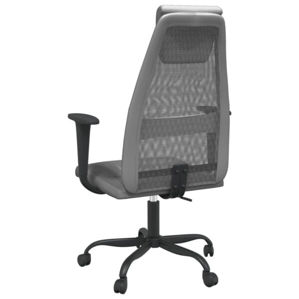 vidaXL Office Chair Gray Mesh Fabric and Faux Leather - Image 5