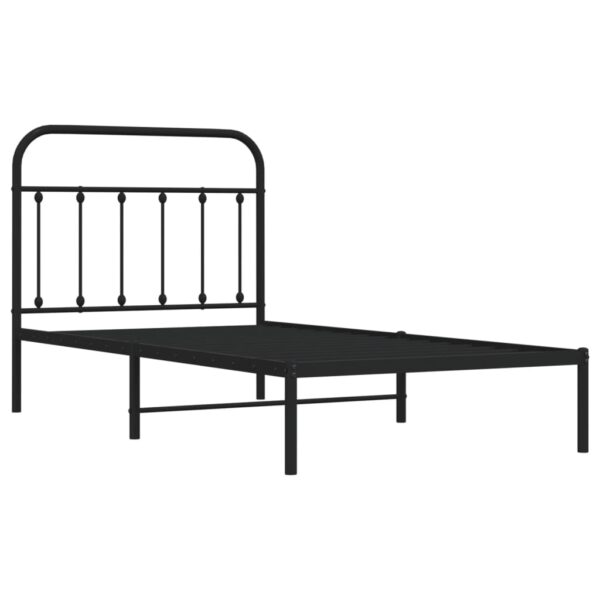 vidaXL Metal Bed Frame with Headboard Black 39.4"x74.8" Twin - Image 5