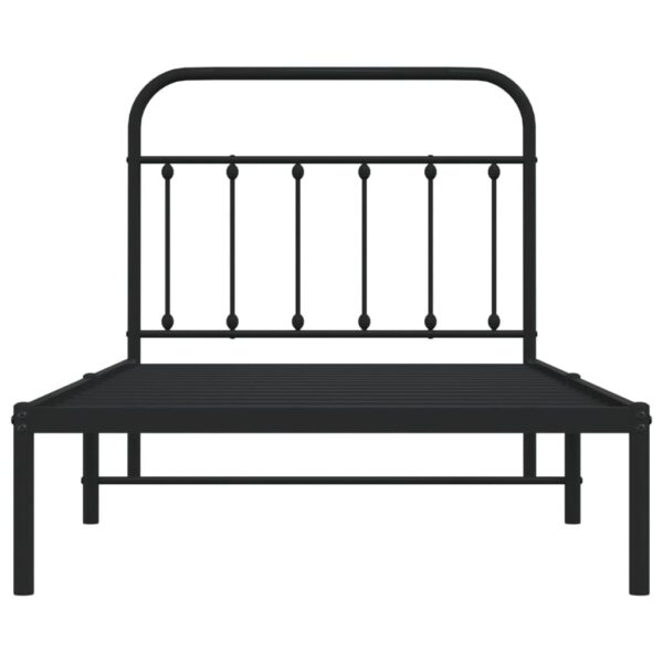 vidaXL Metal Bed Frame with Headboard Black 39.4"x74.8" Twin - Image 6