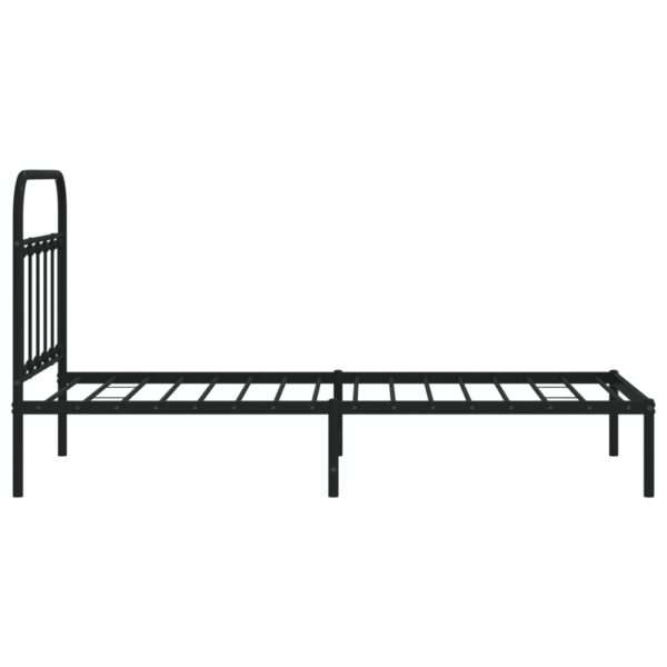 vidaXL Metal Bed Frame with Headboard Black 39.4"x74.8" Twin - Image 7