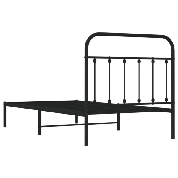 vidaXL Metal Bed Frame with Headboard Black 39.4"x74.8" Twin - Image 8